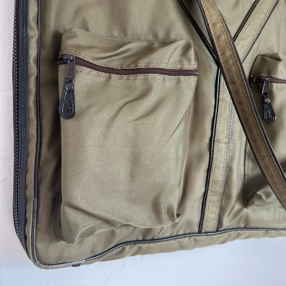 Vintage YSL Olive Green Canvas and Leather Hanging Travel Bag